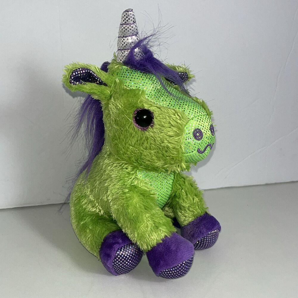 MVP Plush Z Toys Green Unicorn Horse With Purple Sparkle Hooves And Eyes